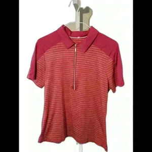 Tail Zip-Front Golf Polo Shirt - Striped Design